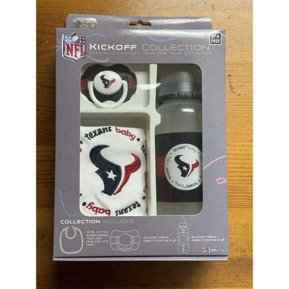 NFL Kickoff Collection Texans Bib, Pacifier & Bottle Offically Licensed
