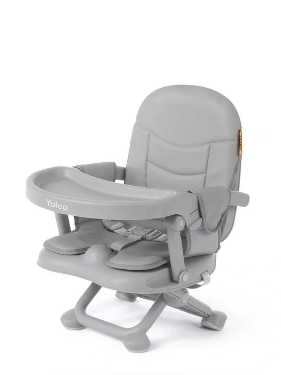 Grey Convertible Kids Booster High Chair with Tray