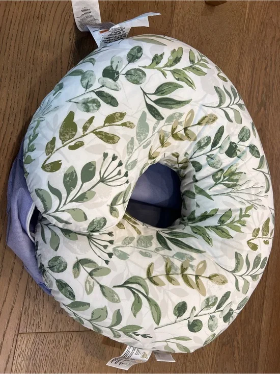 Boppy Nursing Pillow - Green Leaf Print on White