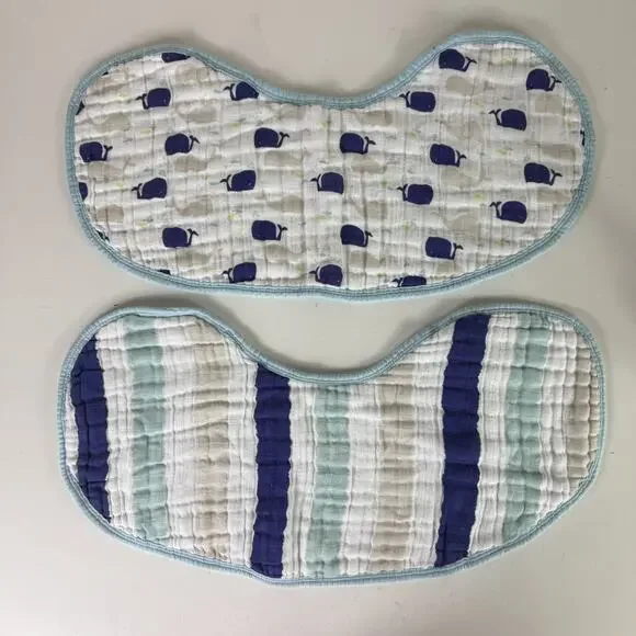 Lot Of 2 Aden + Anais Burpy Bib Classic Muslin Cotton Breathable
