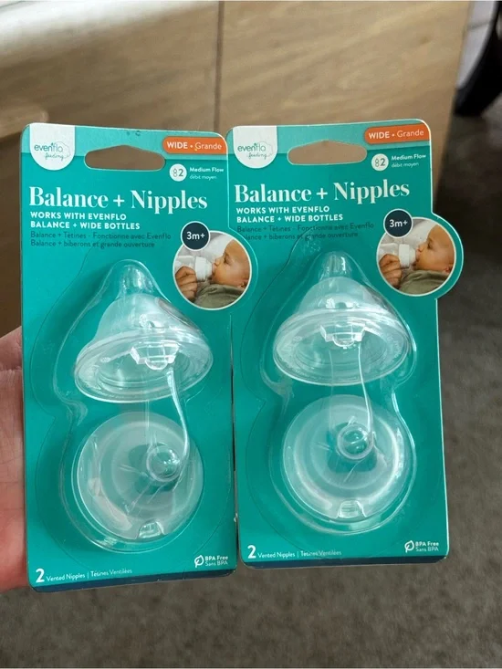 Evenflo Balance+ Wide Bottle Replacement Nipples — Clear (2-Pack)