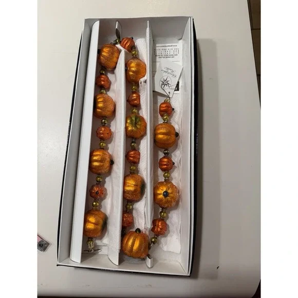 Vintage Christopher Radko 2000 Pumpkin Garland 00-152-0 Glass 36