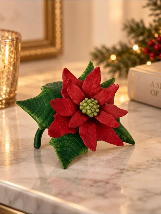 Lenox Garden Poinsettia 1991 Porcelain Flower Figurine 4.75” Original Box