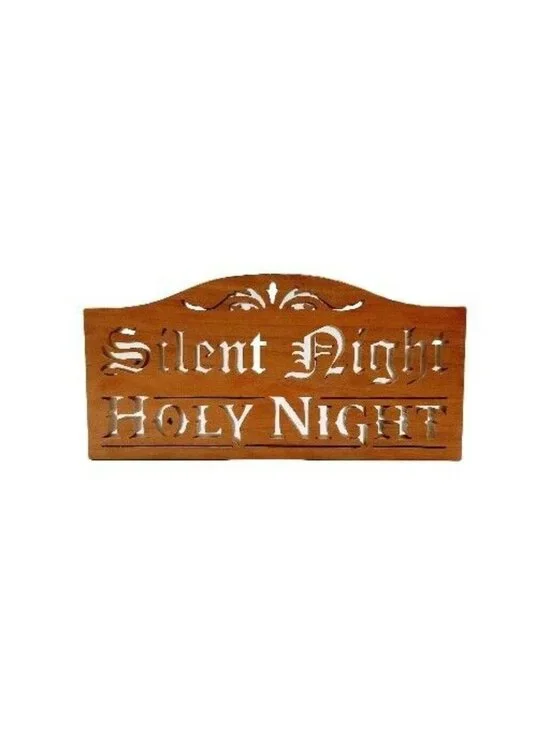 Silent Night Holy Night Wood Sign Decor Christmas Cut Out Wall Hanging 12
