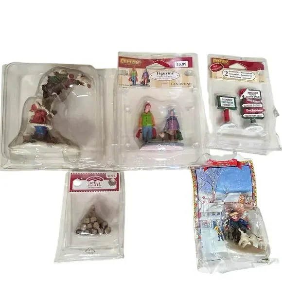 Snow Village People Accessories Lot of 5 in Packages Various Brands