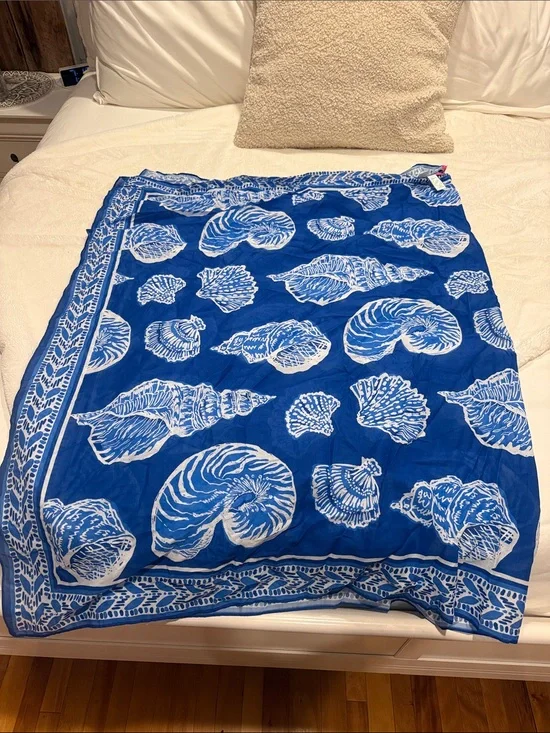 Lilly Pulitzer Blue Shell-Print Swim Coverup