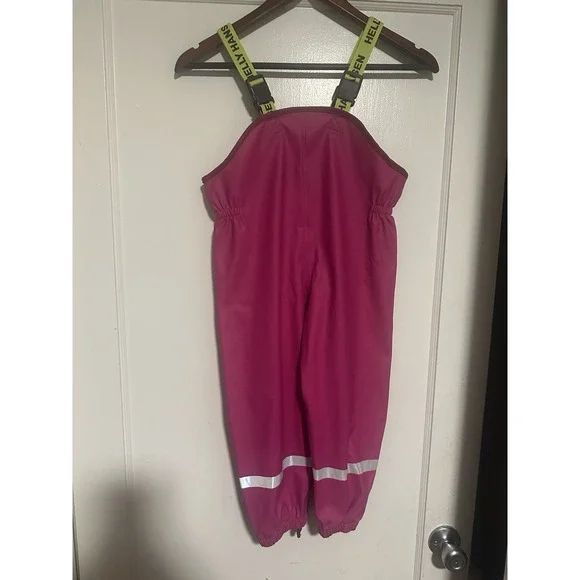 HELLY HANSEN Pink Bib Pants Yellow Straps Top Youth Size 104/4 Girls