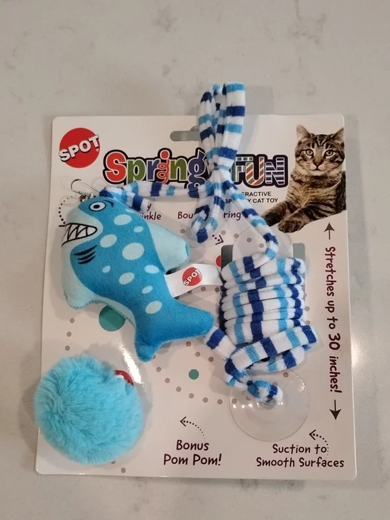 SPOT Spring & Fun Blue Cat Toy Set with Suction and Pom Pom