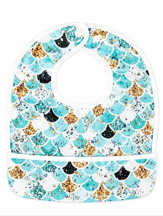 🆂🅰🅻🅴•Mermaid Scale Print Baby Flip Bib