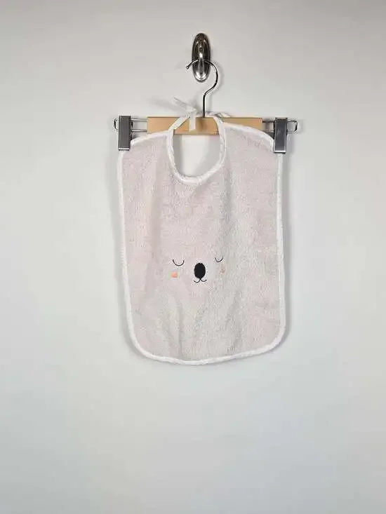 Carré Blanc Paris Baby Bib Bear Face Pink Cotton Terry French Nursery 11x16