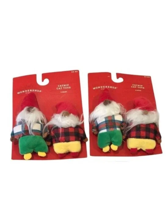 Wondershop Holiday Catnip Toys Gnomes Set of 2 Plaid Outfits