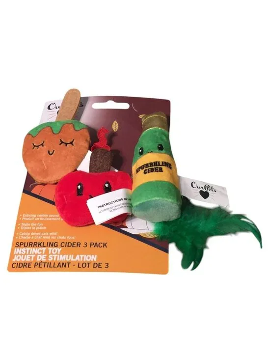 OUR PETS Spurrkling Cider 3 Pack Plush Cat Toy Set of 3 Instinct Toy