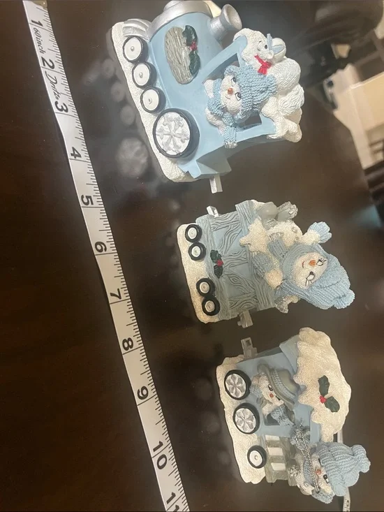 Encore Light Blue Snowman Train Trio with White Accents