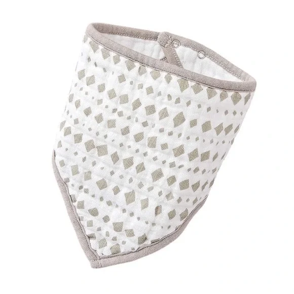 aden + anais Bandana Bib Baby Newborn White Grey Geometric 100% Cotton Muslin‎