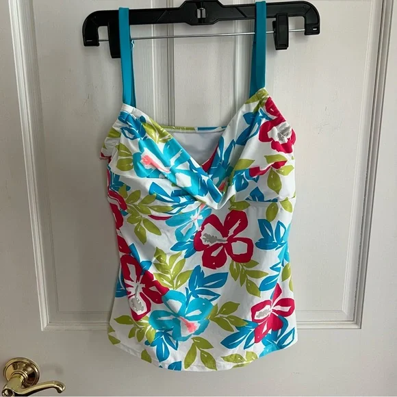 Womens BEACH HOUSE Hawaiian Print Soft Cup Tankini Size 14