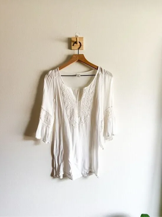 L Space White Lace Detail Swim Dress Coverup Size XS