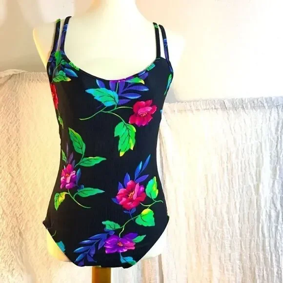 Mainstream Flower Print One Piece Swimsuit Size 12