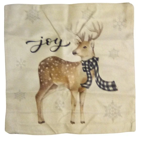Christmas Pillow‎ Covers Set of 4 Joy Snowman Wreath Tree Farmhouse Decor