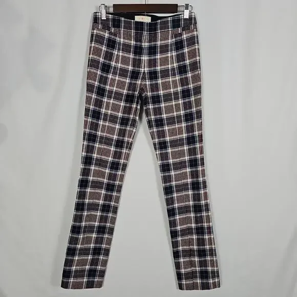 Tory Burch Garrett Tartan Plaid Trouser Pants Women Size 2 Straight Leg