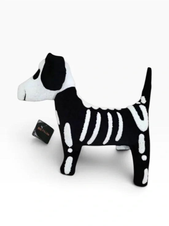 Skeleton Dog Plush Throw Pillow