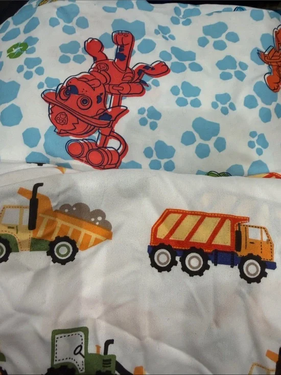 2 crib fitted sheets, paw patrol and trucks.(3)