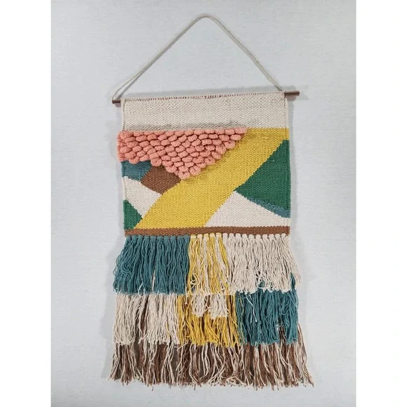 Primitives By Kathy Romance Wall Hanging Geometric Textured‎ Eclectic Fringe Art
