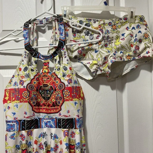 2 piece Swim suit bathing suit dress with matching panties M