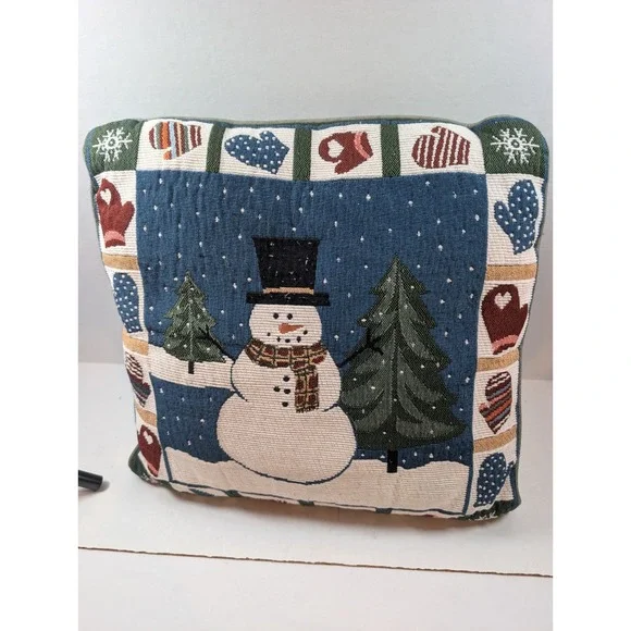 Christmas Snowman Needlepoint Tapestry Pillow 12x13 Winter Holiday