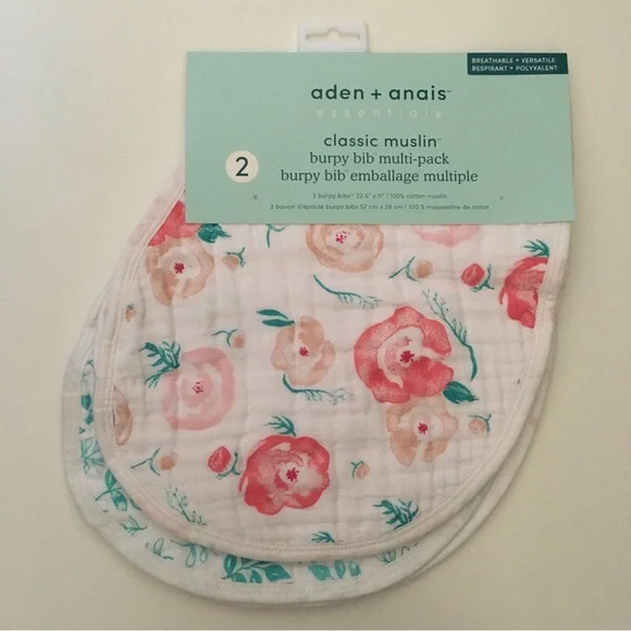 Aden + Anais 2 Burpy Bib Classic Muslin Cotton Burp Cloths Breathable Versatile
