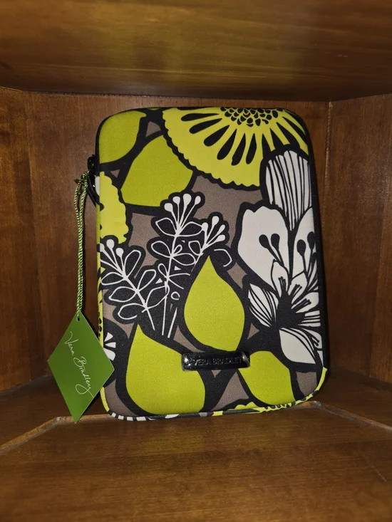 Vera Bradley Lime Green and Black Floral Quilted‎ Tech Sleeve