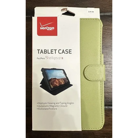Verizon‎ Folio Stand Tablet Case for Ellipsis 8 Kickstand Magnetic Green NEW