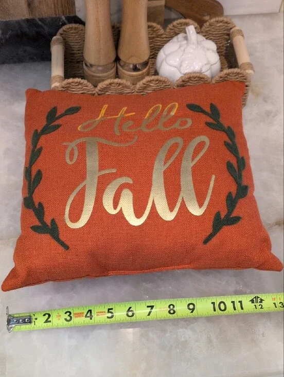 Hello Fall Orange Decorative Pillow