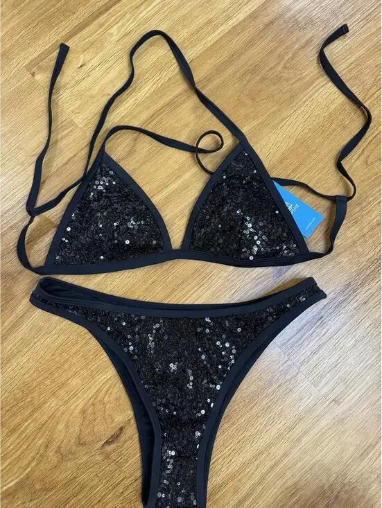 Cupshe- Small Black Sequin Swimsuit/Bikini