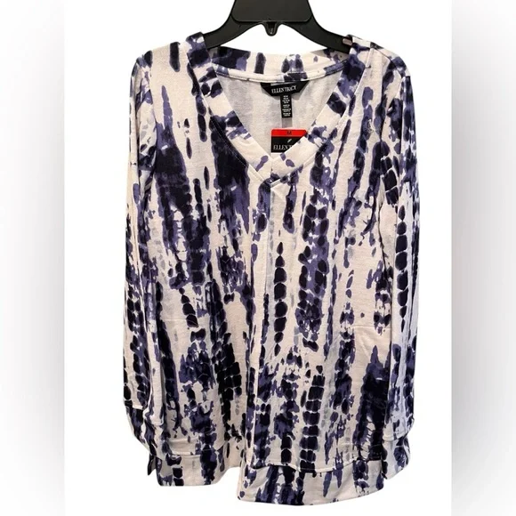 Ellen‎ Tracy Women's Blue and White Top