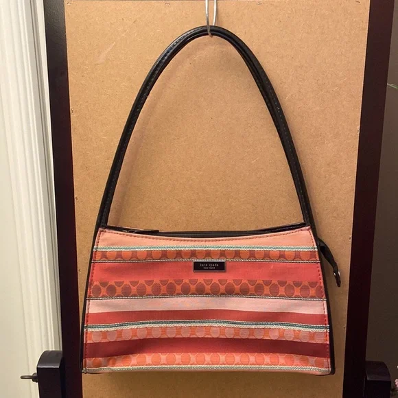 Vintage Kate Spade leather & clothe shoulder purse clutch bag