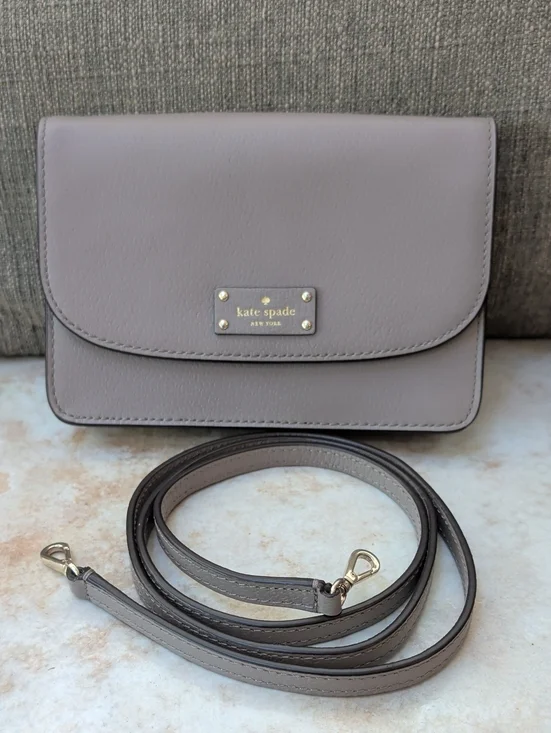 Kate Spade Taupe Leather Crossbody Wallet with Detachable Strap NWOT