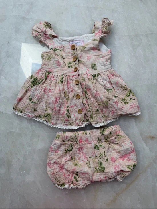 Sweet Honey Floral Button-Front Top & Bloomers Set - Pink