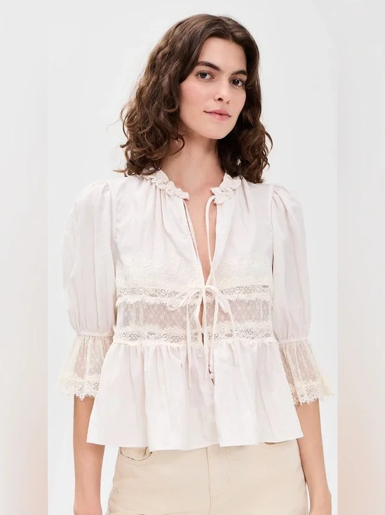 New FREE PEOPLE Intimately FP Forever Young Bed Jacket In White Alyssum Sz XS