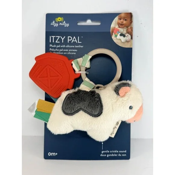 Itzy Ritzy Itzy Pal Carmen The Cow Plush Teether Crinkle Sensory Toy Baby New