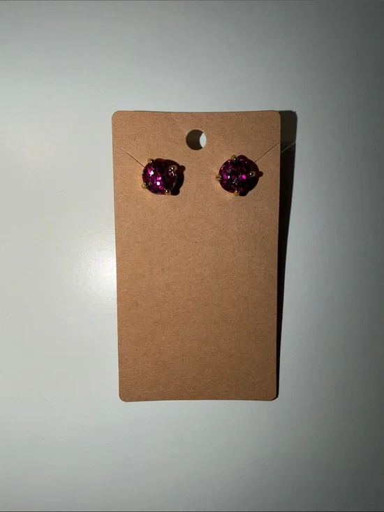 Kate Spade Gold-Setting Pink Crystal Stud Earrings