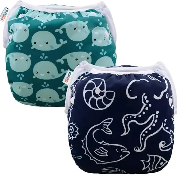 NEW 2pcs ALVABABY Swim Diapers nap One Size Reusable Adjustable Washable
