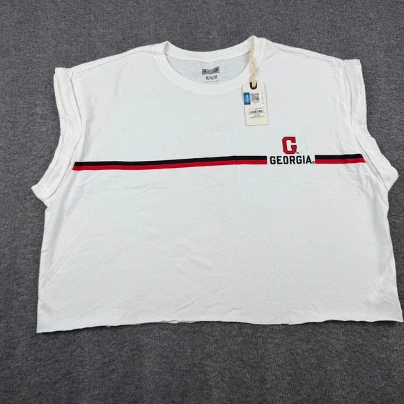 Tailgate Georgia Bulldogs Crop Top Womens Medium White Muscle Tee NWT Collegiate