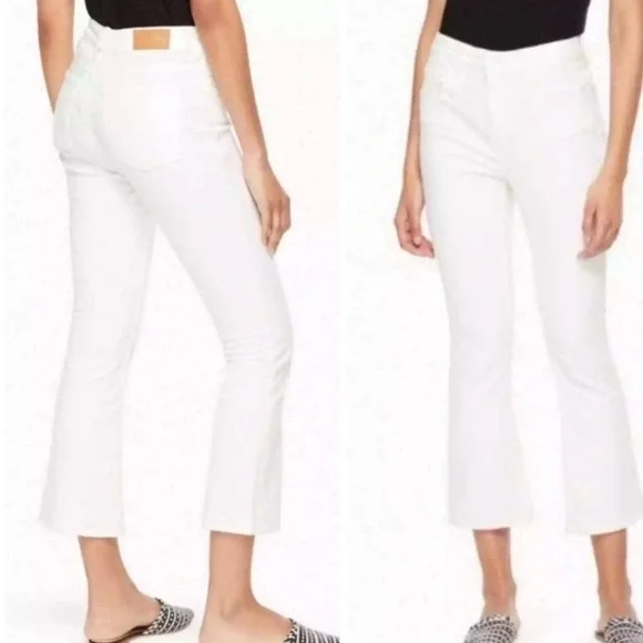 NWT Kate Spade Brooke Street Mid Rise Crop Kick Flare Jeans SZ 26 Fresh White