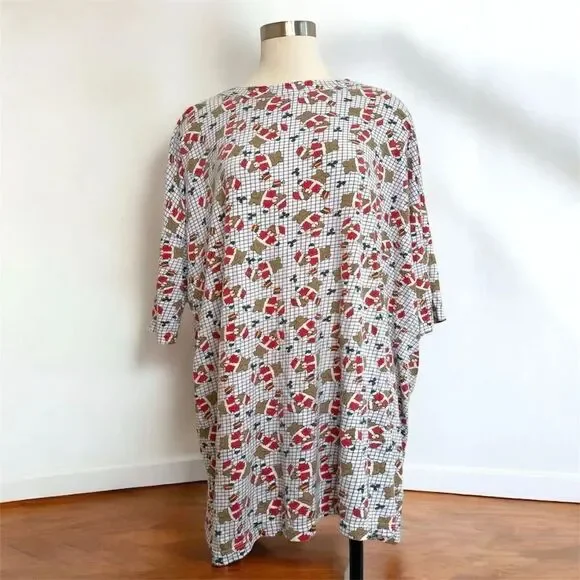 CUTE White Christmas Pajamas Nightgown Graphic Sleepshirt T Shirt Dress Top Larg
