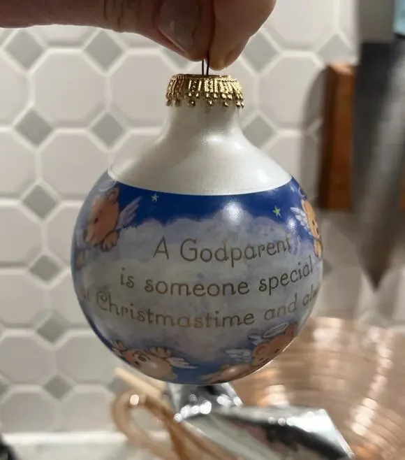 Vintage‎ HALLMARK Glass Christmas Ornament Godparent 1995 Holiday NO BOX