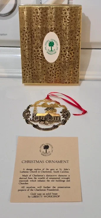 St. John's Lutheran Church in Charleston, SC Ornament Gold On Brass 3