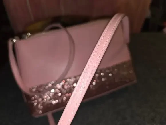 Kate Spade Greta Court Ramey Crossbody Dusty Peony Pink Saffiano Glitter Purse