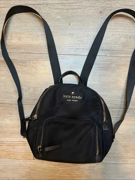 Kate Spade New York Black Mini Backpack with Gold Hardware