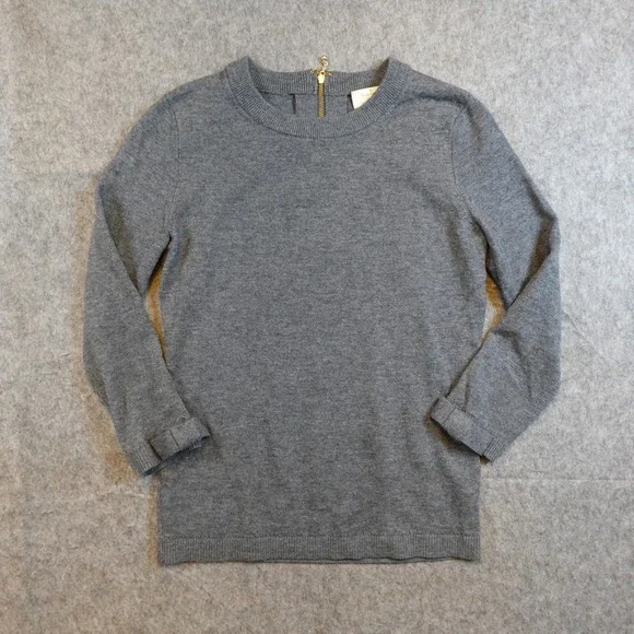 Kate‎ Spade Sweater Women Extra Small Gray Arianna Wool Cashmere Bow Cuff Zip