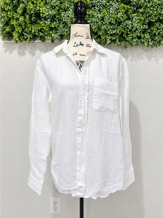 Zara White Button Down Shirt Long Sleeve Relaxed Fit Size M